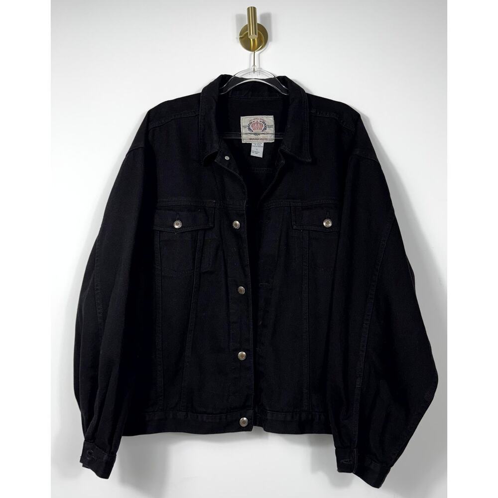Vintage Bugle Boy Black Denim Jacket L Heavyweight